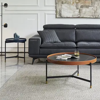 Журнальный столик из скандинавского сланца для гостиной, Легкая роскошная минималистичная мебель для гостиной, креативный дизайн, Маленький круглый приставной столик
