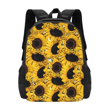 Золотой Подсолнух Классический Базовый Холщовый Школьный рюкзак Повседневный Рюкзак Офисный Рюкзак для Мужчин Женщин