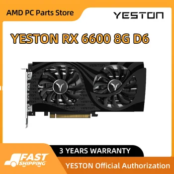 Игровая видеокарта Yeston Radeon RX6600 8G D6 GAEA с памятью 8G / 128 бит / GDDR6, 2 Вентилятора охлаждения, Металлическая задняя панель, 3 Выходных порта DP + HD