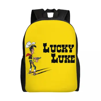 Индивидуальные рюкзаки Lucky Luke, женские и мужские повседневные сумки для колледжа, школьные сумки с классическими комиксами,