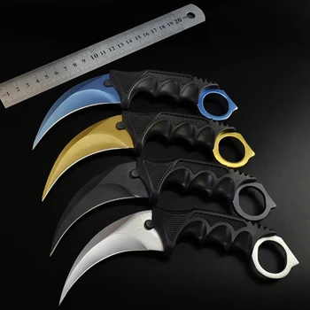 Керамбитный нож с ножнами с фиксированным лезвием, ножи-когти, Карманный тактический нож для выживания, инструмент EDC для кемпинга на открытом воздухе