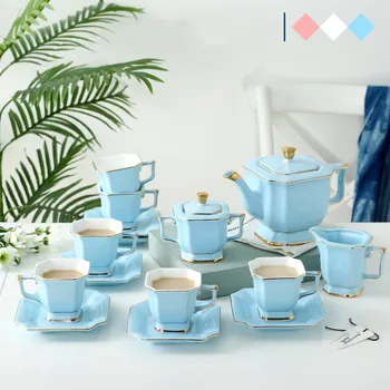 Керамическая европейская кофейная чашка из 15 предметов для гостиной, элегантный креативный подарок, простой британский чайный сервиз для послеобеденного чая высокого класса
