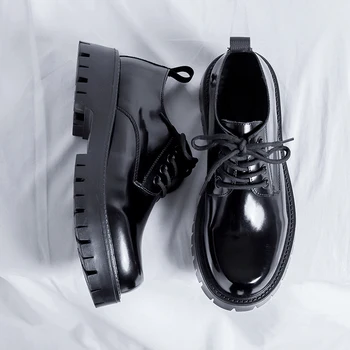 Классическая мужская обувь из натуральной кожи в британском стиле, деловая обувь на шнуровке с круглым носком, Офисная банкетная свадебная официальная обувь, летняя
