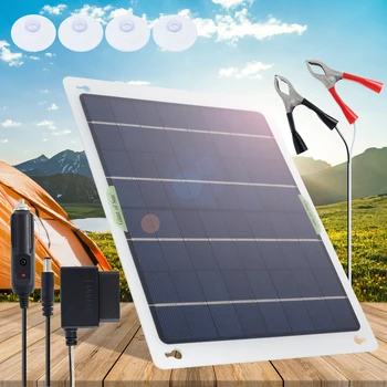 Комплект портативных солнечных панелей 12 В Водонепроницаемое зарядное устройство для солнечной энергии Зарядное устройство для обслуживания аккумулятора для автомобиля лодки автомобиля RV