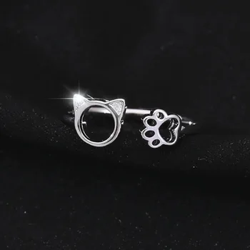 Корейское кольцо с милым котом для женщин, Модное кольцо с цирконом в виде лапы котенка, Регулируемые кольца для пальцев, Роскошные Вечерние Свадебные украшения, подарок