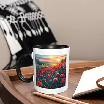 Кофейные кружки с цветочным пейзажем, сок для обеденного стола, керамический футляр для кружек на столе