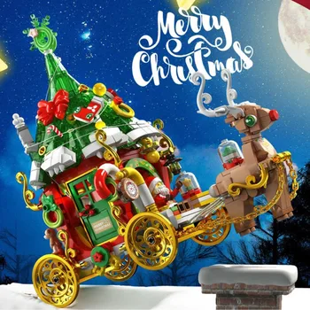 Креативные Рождественские огни, головоломка с изображением автомобиля Лося, Собранная модель строительного блока, Игрушка, Модный Рождественский подарок, Украшение рабочего стола