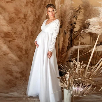 Кружевные белые платья для беременных для душа ребенка, сексуальное платье Макси для фотосессии во время беременности, реквизит для свадебной фотосессии беременных женщин