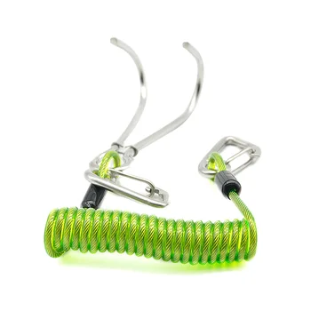 Крюк для рафтинга с двойной головкой, Рифовый крюк из нержавеющей стали, Спиральный Пружинный шнур, Аксессуар для безопасности при погружении - Зеленый