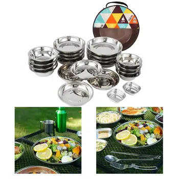 Кухонная тарелка STARer из нержавеющей стали, набор из 22 предметов для столовой посуды - Outdoor