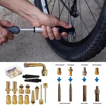 Латунные комплекты разъемов для штока клапана пневматической шины, адаптер для велосипедного насоса, аксессуары для велосипедов