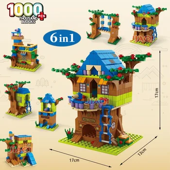 Лесной дом на дереве, Замок мечты, Скорая помощь, полицейская машина, Двухэтажный автобус, Сменная модель кирпичного здания, Развивающая игрушка для детей