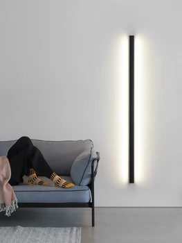 Минималистичный светодиодный настенный светильник в полоску, прикроватная лампа для спальни, роскошный диван для гостиной в скандинавском стиле, фоновая линейная лампа