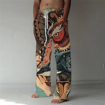 Мужские брюки Летние брюки Пляжные брюки Эластичный пояс с завязками 3D принт Цветной блок Геометрический узор Графические принты Comfort C