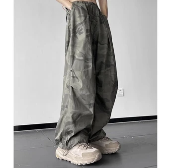 Мужские повседневные брюки, камуфляжный быстросохнущий комбинезон, винтажный нишевый дизайн, высококачественные брюки с прямыми штанинами harajuku
