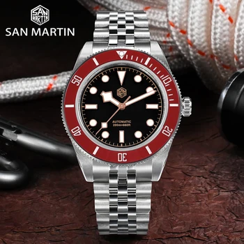 Мужские Часы San Martin SN0128-G 40 мм BB Diver Watch Классические Часы Механизм NH35 Механический Сапфировый Керамический Безель Водонепроницаемый