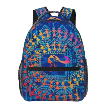 Мужской Женский рюкзак Традиционного древнего племенного искусства Индии, школьный ранец для женщин, мужская модная сумка 2023 года, студенческий рюкзак