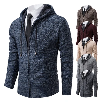 Мужской свитер, пальто, домашний кардиган с капюшоном, зима-весна, блузка на молнии, домашняя одежда, повседневный спортивный трикотаж Y2K, толстовки