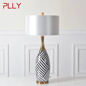 Настольная лампа PLLY Creative Ceramics, современный дизайн в полоску, американская Прикроватная лампа Led для дома, гостиной, спальни