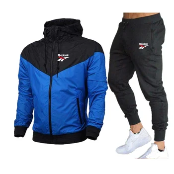 Новые весенне-осенние мужские комплекты Reobok Jacke на молнии, модная мужская бейсбольная куртка + брюки, спортивная одежда, спортивный костюм с длинным рукавом, комплект