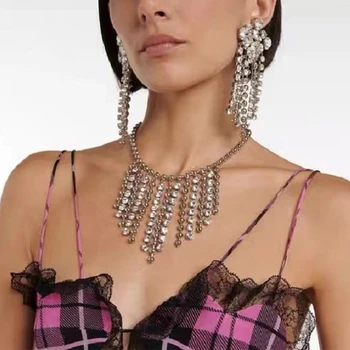 Обуздать высококачественную Хрустальную подвеску с кисточками, Серебряное ожерелье, Сверкающее Великолепными женскими роскошными ювелирными изделиями, тенденция для вечеринок