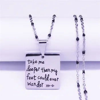 Ожерелья с подвесками из нержавеющей стали Teacher, Серебряное колье с геометрическими буквами, женское ювелирное изделие bijoux femme NXS07