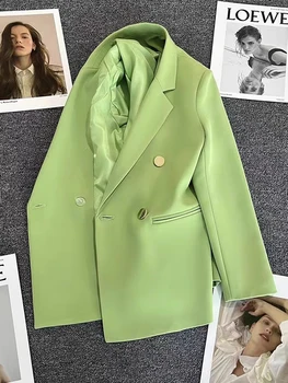 Осенние Элегантные Офисные женские блейзеры 2023, Корейская шикарная женская мода, Повседневные свободные куртки с длинным рукавом, Женская одежда