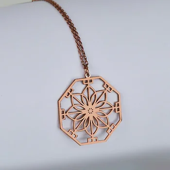 Персонализированное геометрическое ожерелье с металлической подвеской в виде лотоса из нержавеющей Стали, Модные мужские И женские аксессуары