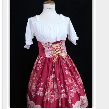 Платье в стиле Лолиты с короткими рукавами, 4 цвета, Летняя юбка с поясом, высокая талия, тонкая длинная юбка с открытыми плечами