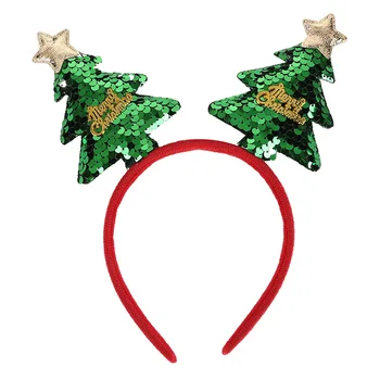 Повязка на голову в виде Рождественской елки, Забавная лента для волос с блестками, Обручи для волос, сувениры для праздничной вечеринки 2023