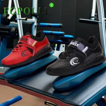 Профессиональные кроссовки для поднятия тяжестей, мужские черно-красные кроссовки для спортзала, мужская Удобная обувь для приседаний, Брендовая дизайнерская обувь для тренировок