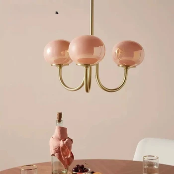 Светодиодная люстра Macaron, розовая подвесная лампа, гостиная, кухня, кабинет, украшение дома, внутреннее освещение ثريا كلاسيتкруглая люстра