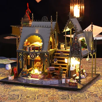 Сделай сам Деревянный кукольный Дом Magic House Vintage Casa Миниатюрный Строительный комплект с Меблированным светодиодным кукольным домом Рождественский Подарок