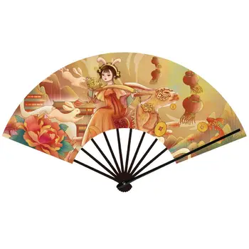 Складной ручной веер в китайском стиле, Аксессуары для женских танцев Hanfu, портативный декоративный ручной веер, Древнее украшение дома
