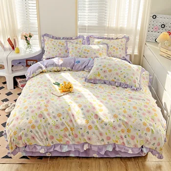 Теплое стеганое одеяло в цветочек для украшения дома для девочек, зимние одеяла для двуспальных кроватей, высококачественное постельное белье из приятной для кожи ткани