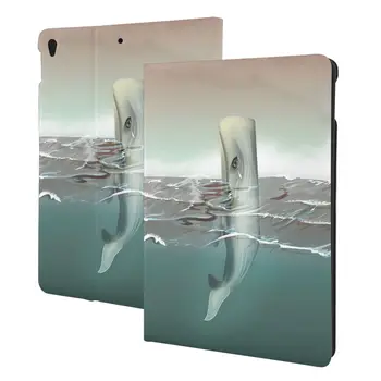 Чехол Whale Rising над водой для iPad 2022 10,5-10,2 дюймов с держателем для карандашей, Искусственная кожа, Тонкий, Ударопрочный, Автоматический режим сна/пробуждения