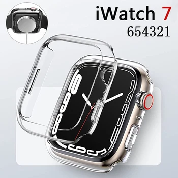 Чехол для Apple Watch 7 41 мм 45 мм 44 Мм 40 мм Защитная пленка для экрана Полный бампер из ТПУ Крышка Iwatch 42 мм 38 мм аксессуары iwatch 7 6 5 4 3