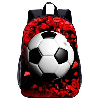 Школьный рюкзак с футбольным принтом для мальчиков и девочек, детская сумка для книг, повседневные сумки на плечо для подростков, рюкзак для ноутбука, 16 дюймов