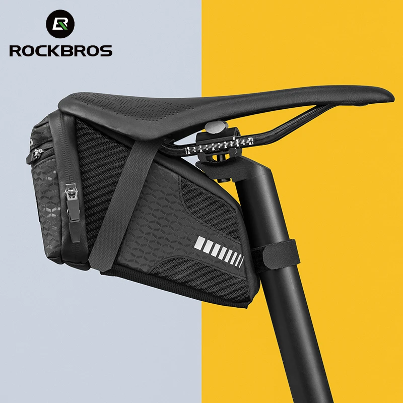 Официальная седельная сумка Rockbros 3D Shell Непромокаемая Светоотражающая Ударопрочная Велосипедная трубка Сумка для заднего подседельного штыря Аксессуары для велосипедов